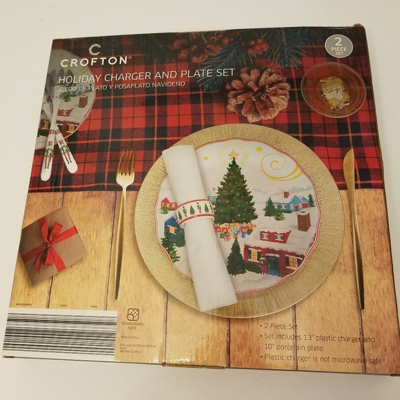 NIB Sealed Crofton 2 Piece Holiday Charger Plate Set Christmas - Picture 6 of 9